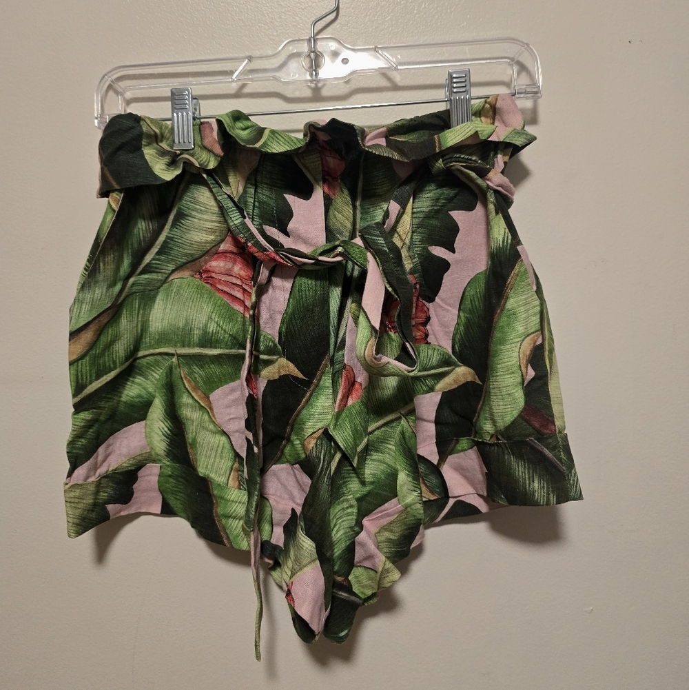 NWOT Farm Rio Pink Palms Paperbag Shorts - Picture 2 of 6